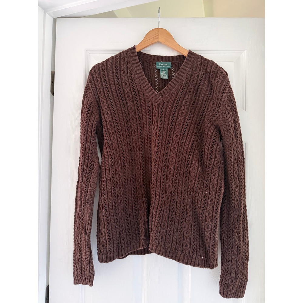 Vintage Ralph‎ Lauren Womens Knit V Neck Sweater Coastalcore 90s